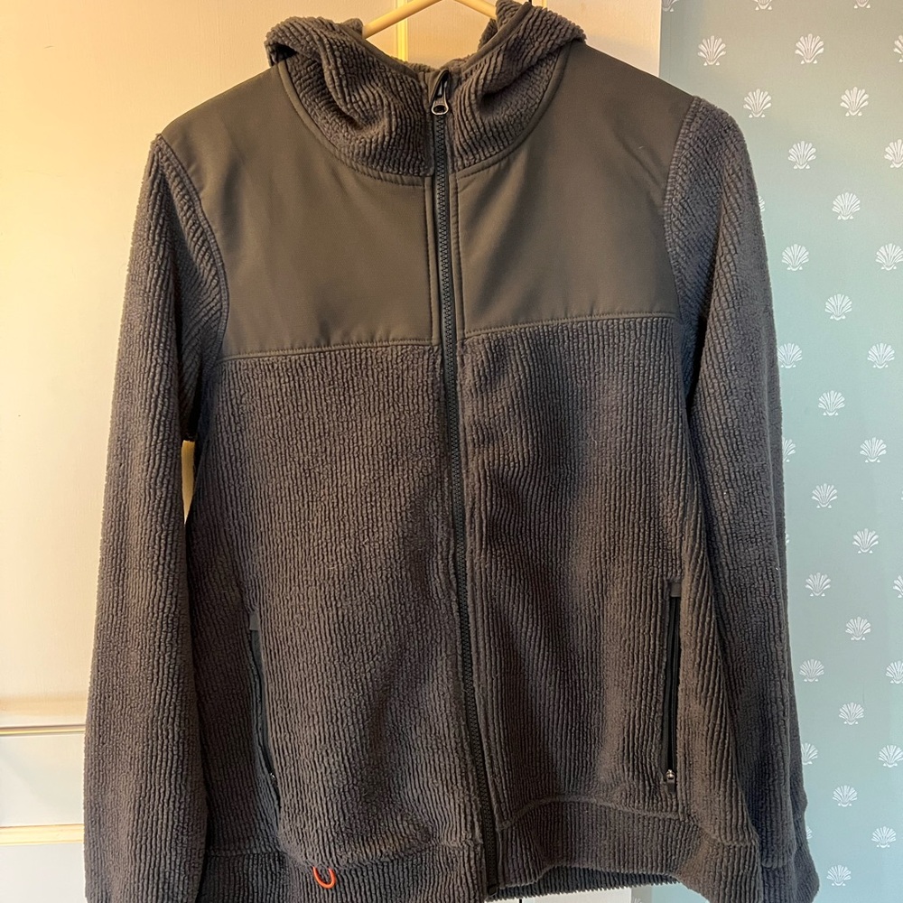 Gray Hooded Fleece Jacket